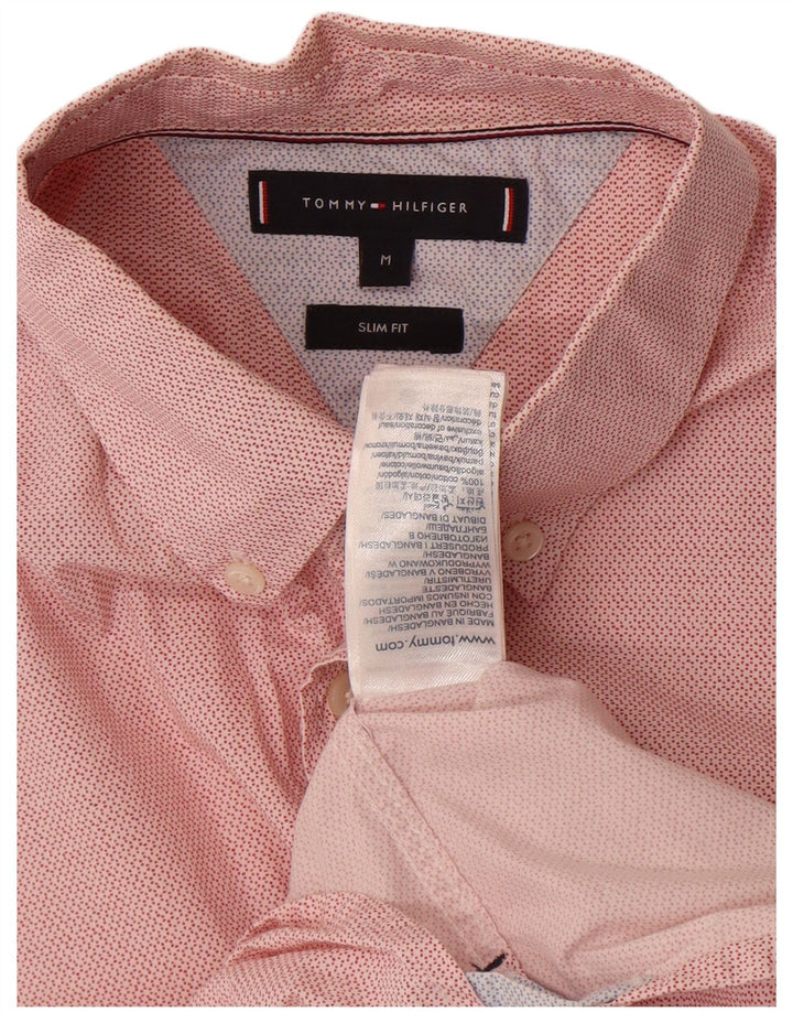 Tommy Hilfiger Herren Kurzarm-Slim-Fit-Hemd aus mittelrot gepunkteter Baumwolle