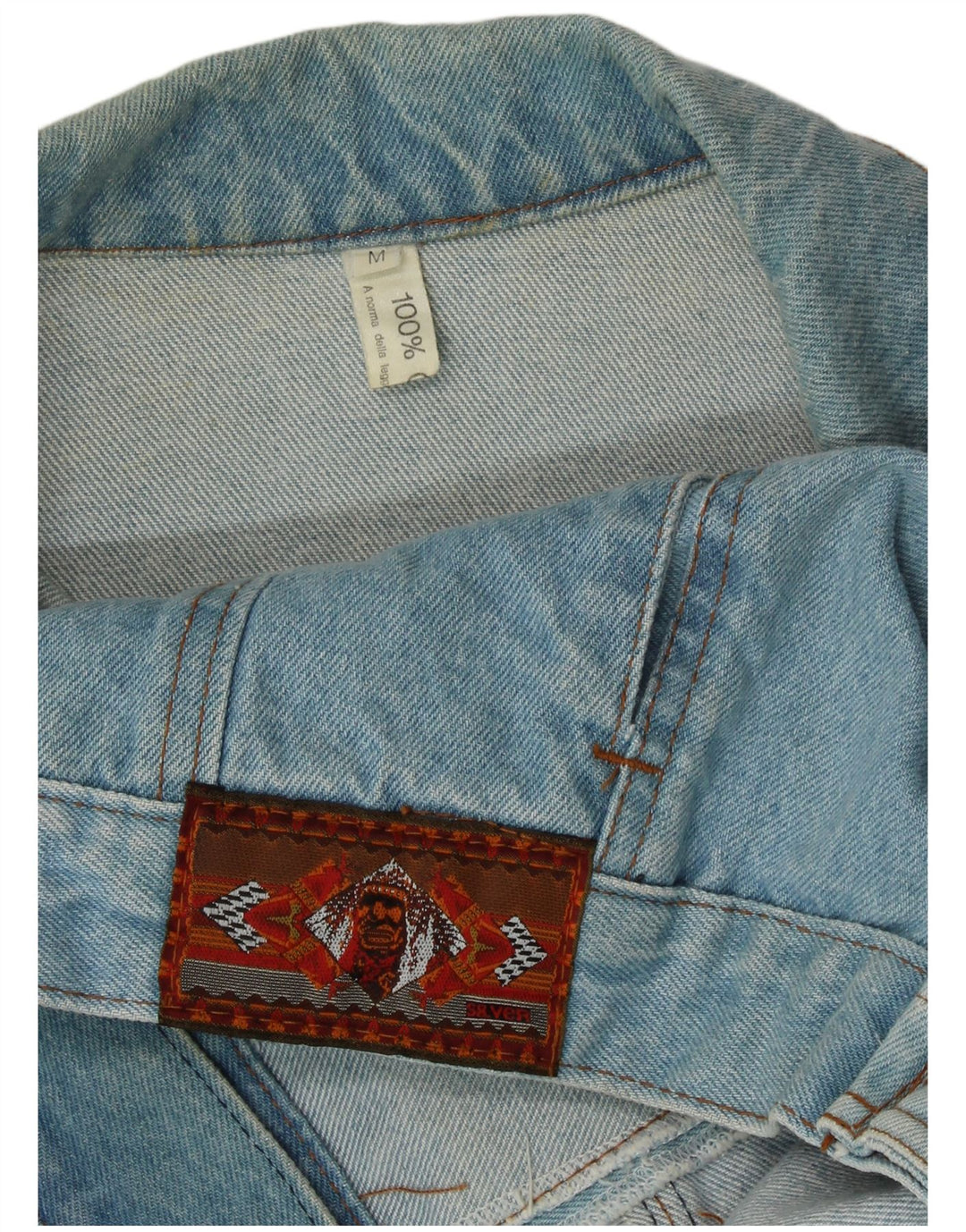 VINTAGE Herren Jeansjacke UK 38 Mittelblaue Baumwolle