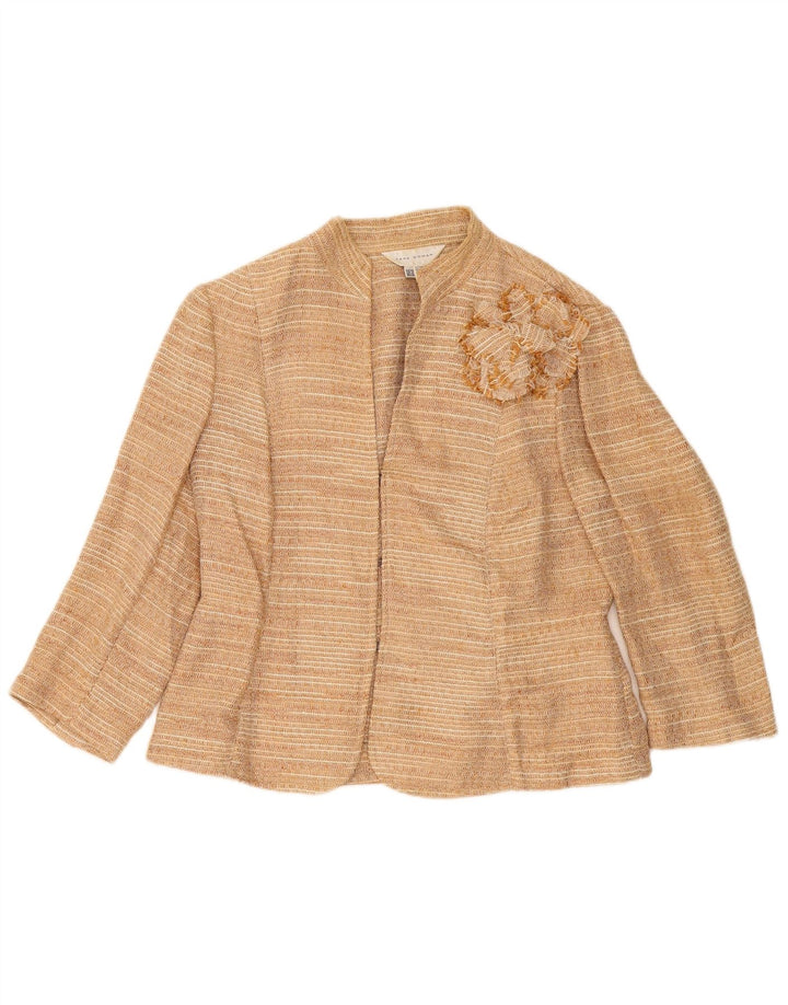 Zara Damen Blazerjacke mit 3/4-Ärmeln, EU 44, XL, Beige, Leinen