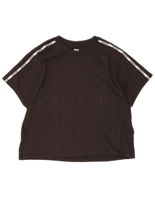 Levi's Womens Crop Oversized Graphic T-Shirt Top UK 2 2XS Black Colourblock