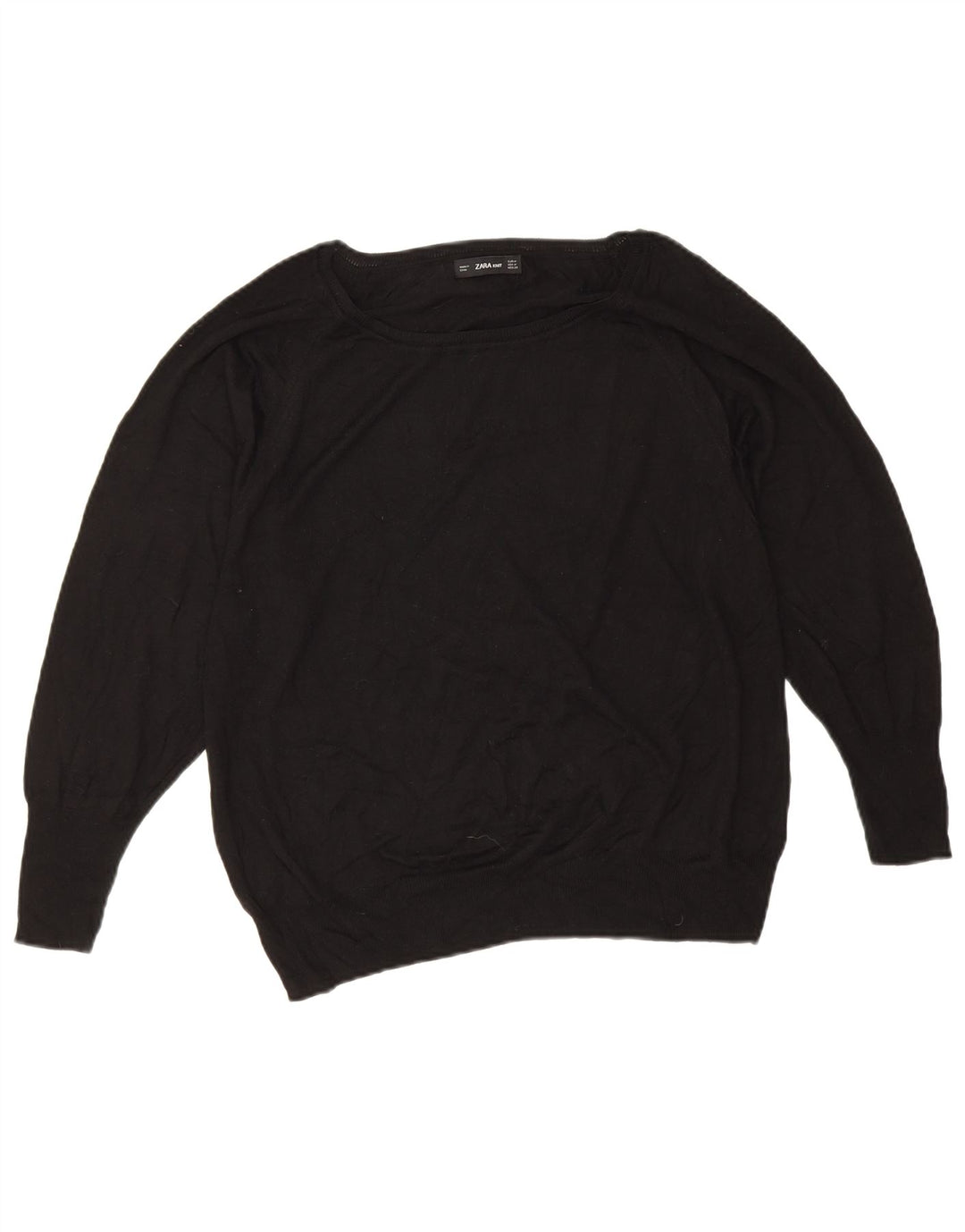Zara Damen-Pullover, übergroß, U-Boot-Ausschnitt, Gr. 14, mittelschwarz
