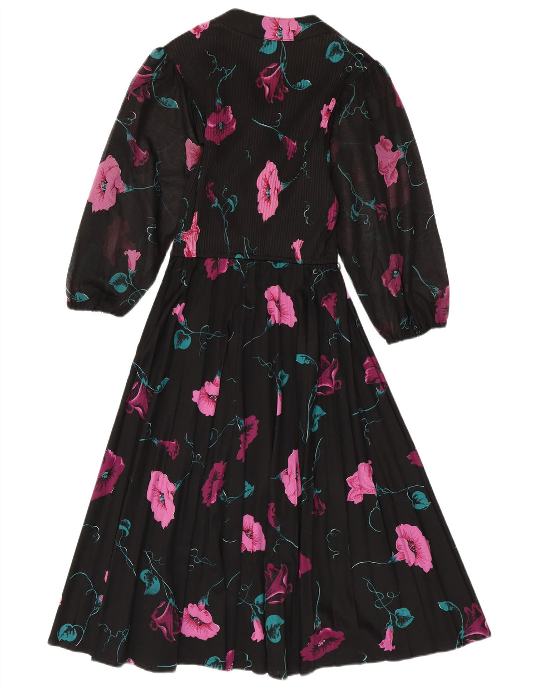 C&A Damen-Maxikleid mit 3/4-Ärmeln, EU 40, Mittelschwarzes, geblümtes Polyester