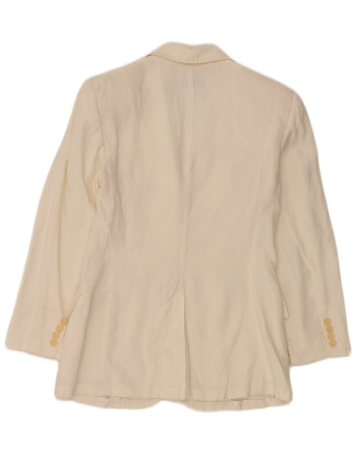 Max & Co. Damen-Blazerjacke mit 3 Knöpfen, Gr. 8, Größe S, Weiß, Leinen