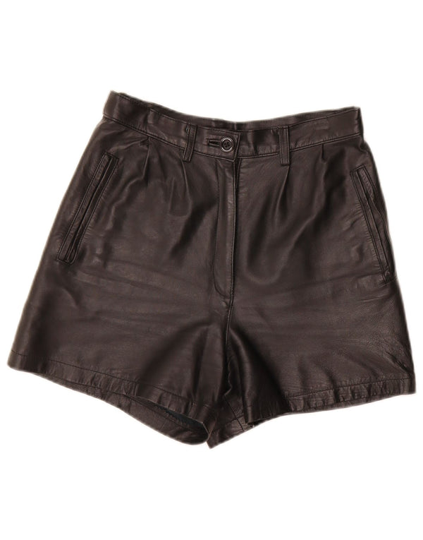 Vintage Damen Ledershorts mit hoher Taille IT 40 Small W27 Schwarz