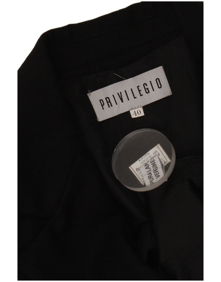 Privilegio Damen 3-Knopf-Blazerjacke IT 40 Small Schwarze Schurwolle