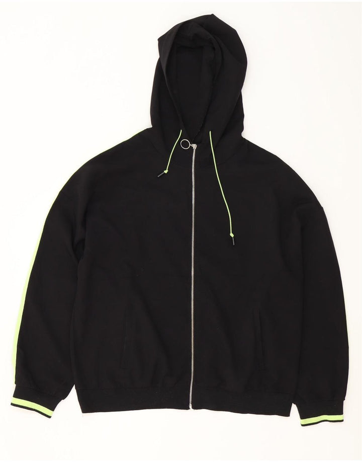 ZARA Damen-Pullover mit Kapuze, übergroß, mit Reißverschluss, Gr. 40, Größe L, Schwarz, Polyester