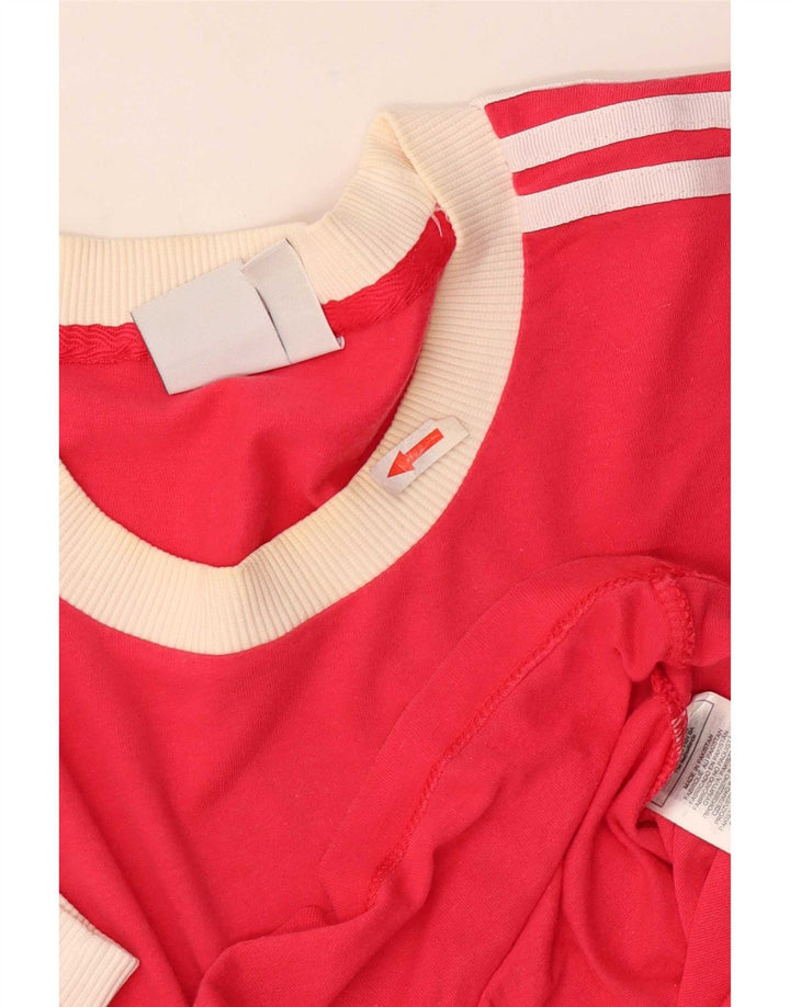 Adidas Damen T-Shirt Top UK 10 Small Rot Baumwolle