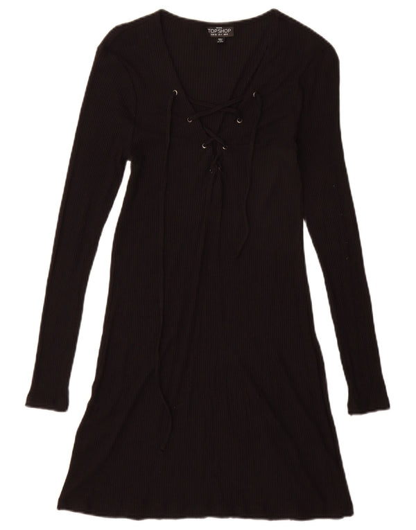 Topshop Womens Petite Pulloverkleid UK 8 Small Schwarze Viskose