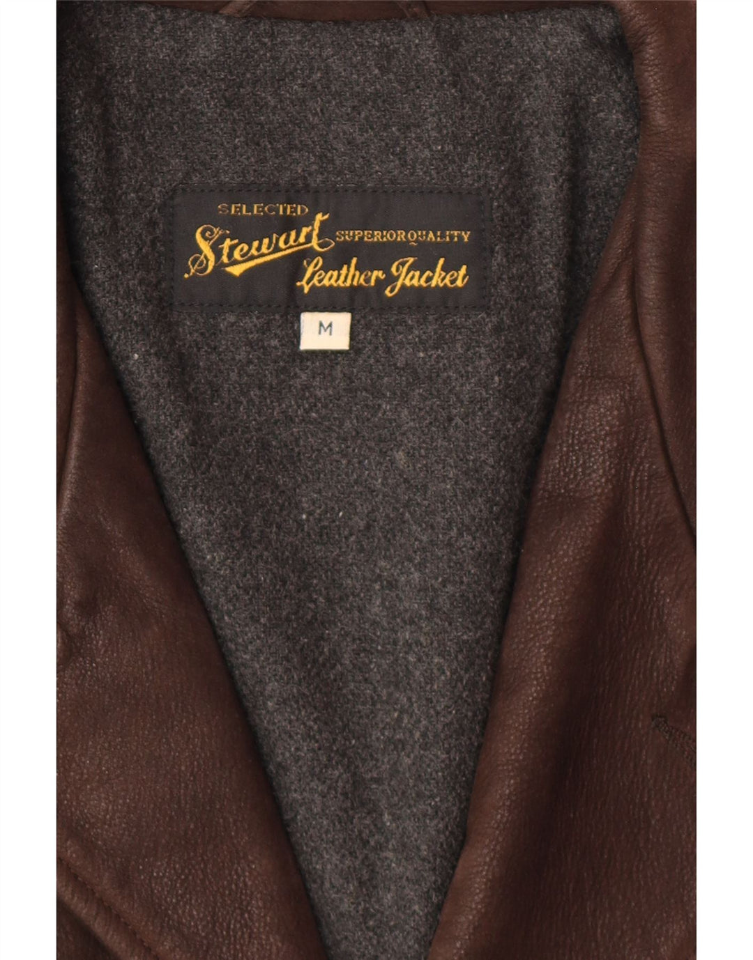 STEWART Herren Lederjacke UK 38 Mittelbraunes Leder