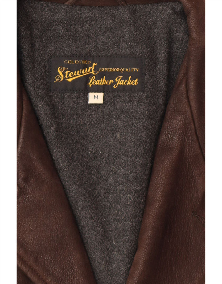 STEWART Herren Lederjacke UK 38 Mittelbraunes Leder