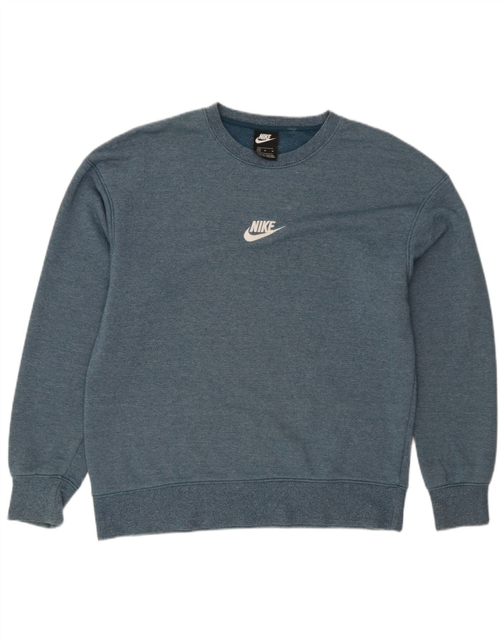 Nike Herren-Sweatshirt-Pullover aus mittelblauer Baumwolle