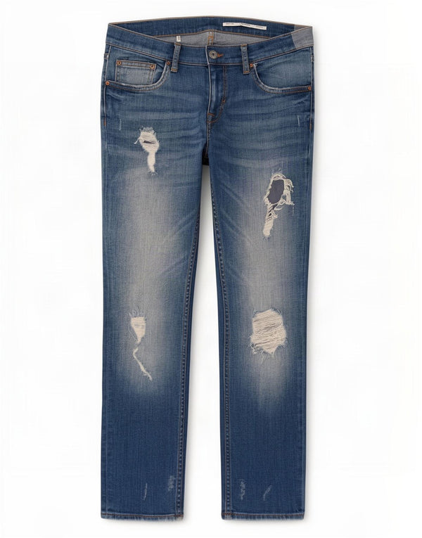 Zara Damen Distressed Slim Jeans EU 36 XS W26 L25 Blau