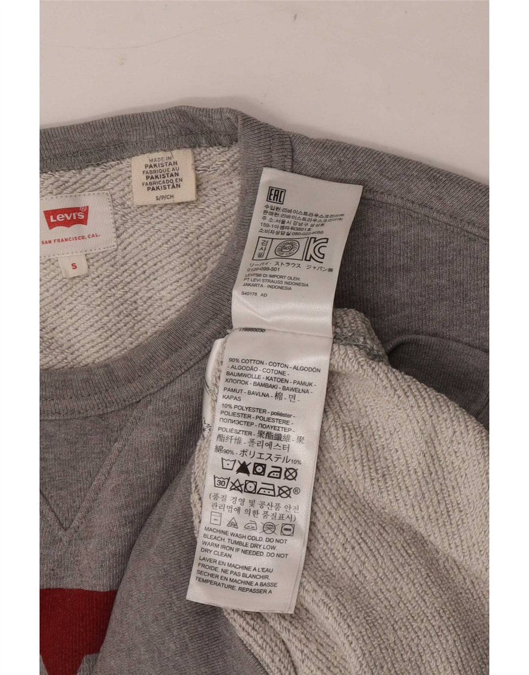 Levi's Herren-Sweatshirt mit Grafik, Größe S, graue Baumwolle