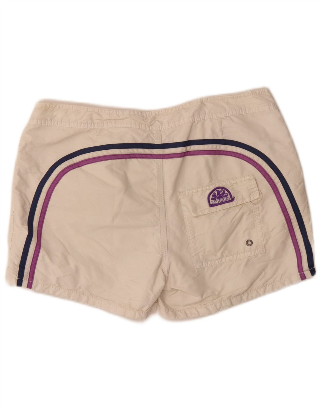 Sundek Herren-Badeshorts, groß, cremefarbenes Farbblock-Polyester