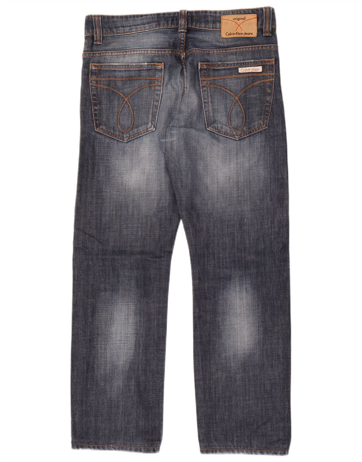 Calvin Klein Damen Straight Jeans W30 L29 Blaue Baumwolle