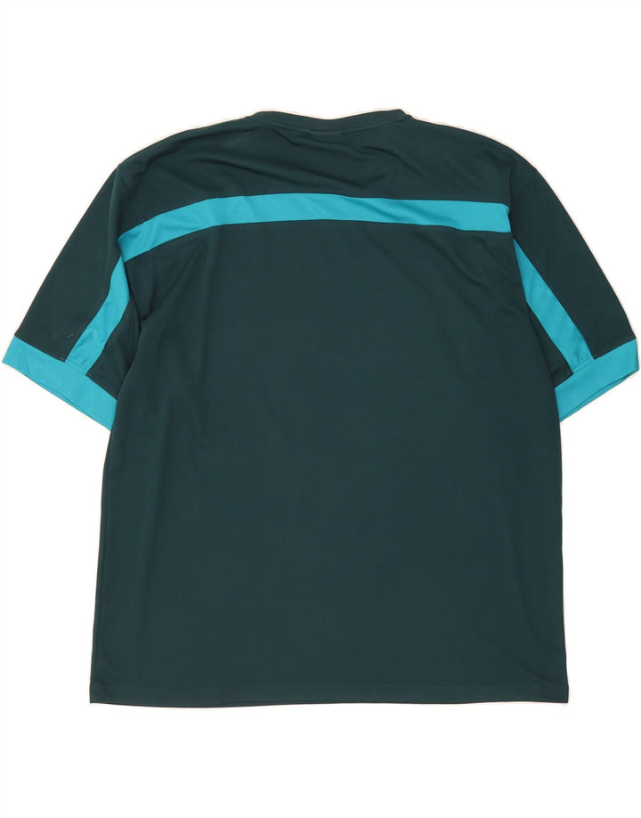 REEBOK Mens T-Shirt Top Large Green Colourblock Polyester Vintage Reebok and Second-Hand Reebok from Messina Hembry 