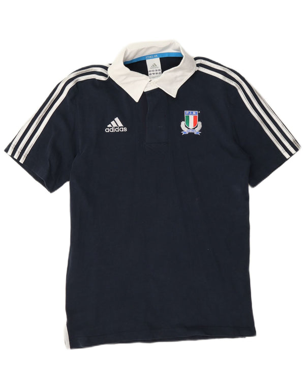 Adidas Herren Italia Poloshirt Small Marineblau Colourblock Baumwolle