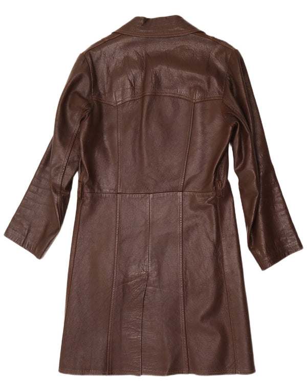 Vintage Damen Ledermantel UK 14 Mittelbraun