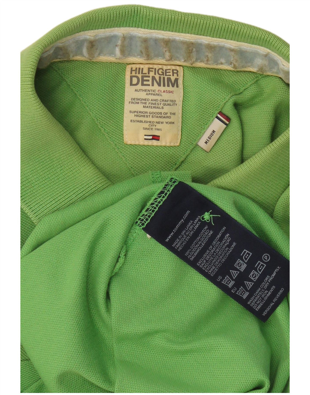 TOMMY HILFIGER Mens Polo Shirt Medium Green Cotton
