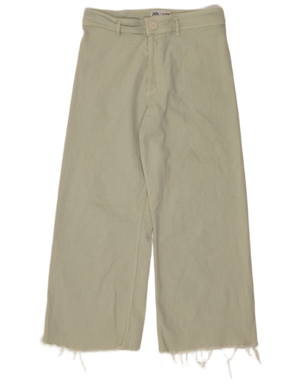 Zara Damen The Marine Straight Wide Leg Jeans EU 44 XL W34 L27 Grün