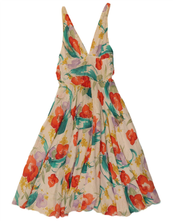 Vintage Damen Sonnenkleid IT 42 Medium Mehrfarbige Blumenbaumwolle