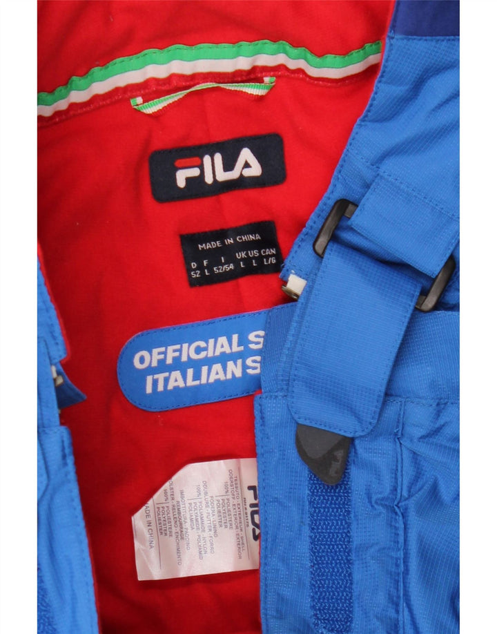 Fila Herren-Skihose mit Grafik-Latzhose, großes blaues Farbblock-Polyester
