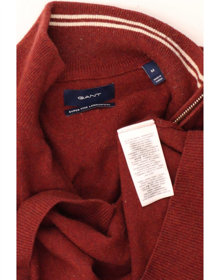 Gant Herren-Pullover mit Reißverschluss am Hals, mittlere kastanienbraune Wolle