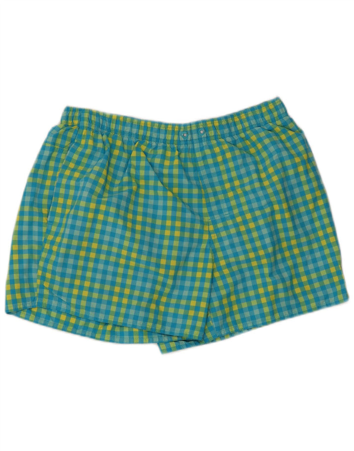 Adidas Herren Badeshorts, großes blaues Gingham-Polyester