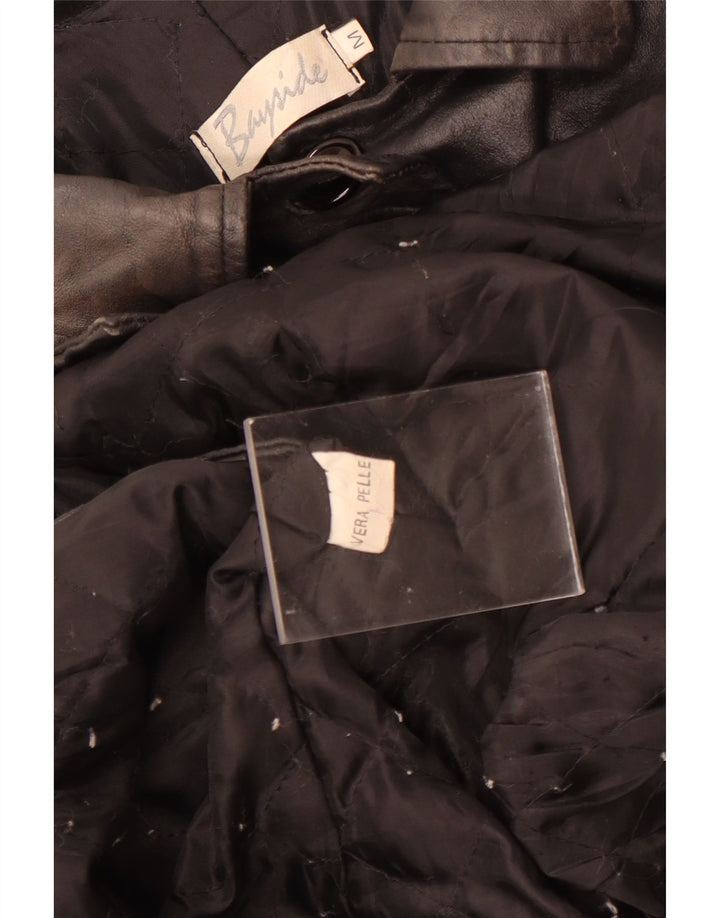 Bayside Damen Ledermantel UK 12 Mittelschwarzes Leder