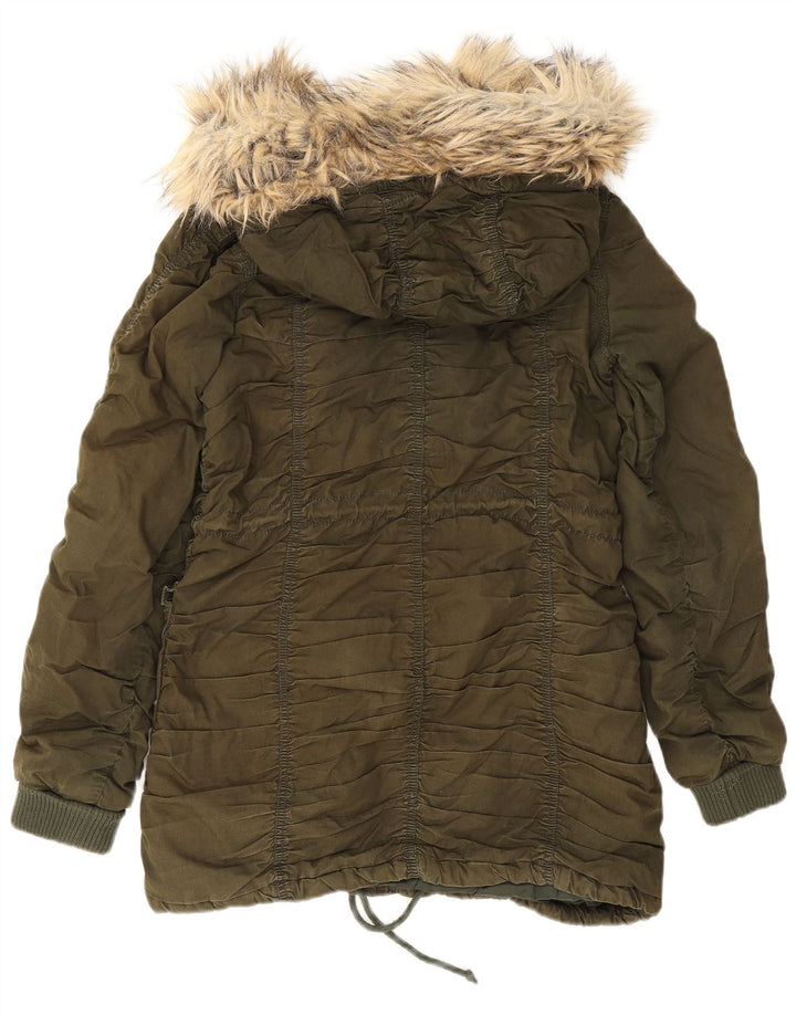 Miss Sixty Damen-Parka mit Kapuze, UK 12, mittlere Khaki-Baumwolle
