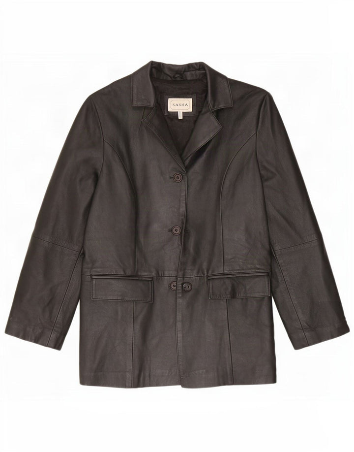 Sasha Damen Lederjacke UK 12 Medium Schwarz