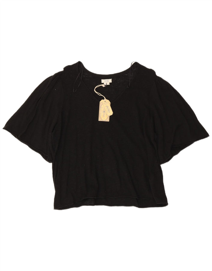 Fat Face Damen Bluse Top UK 18 XL Schwarz Baumwolle