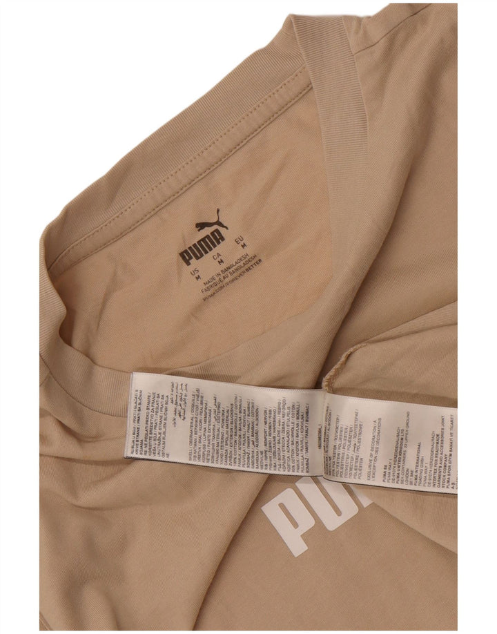 Puma Herren Grafik-T-Shirt-Oberteil aus mittelbeigefarbener Colourblock-Baumwolle