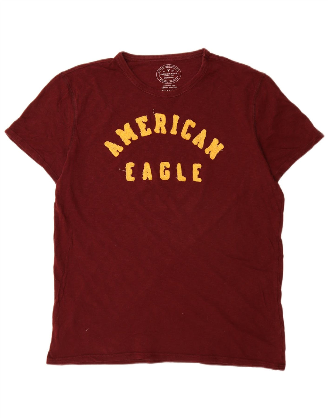 American Eagle Herren-T-Shirt mit Grafik, Größe L, Burgunderrot, Baumwolle
