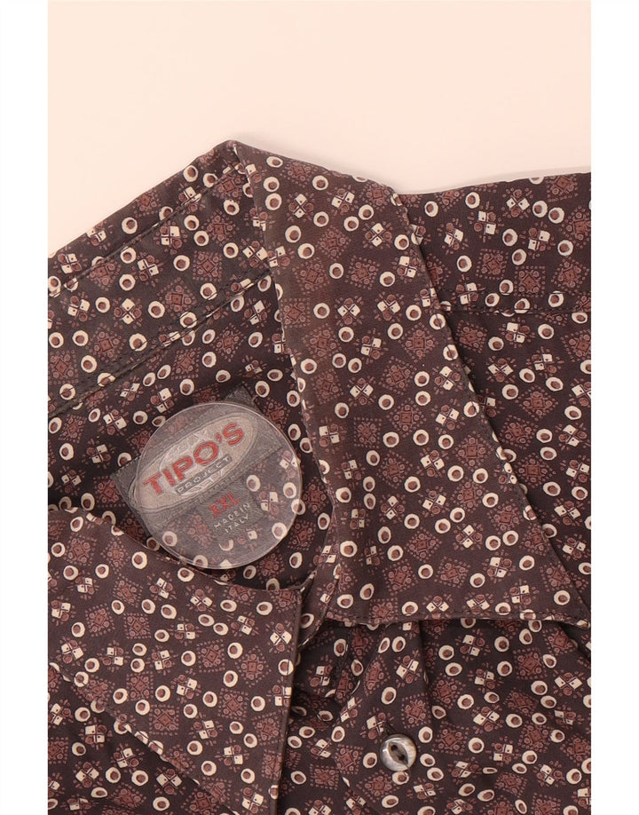 TIPO' S Mens Short Sleeve Shirt 2XL Brown Floral