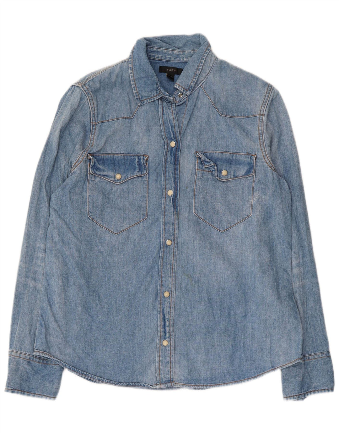 J. Crew Damen Jeanshemd US 12 Large Blaue Baumwolle