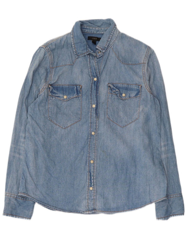J. Crew Damen Jeanshemd US 12 Large Blaue Baumwolle