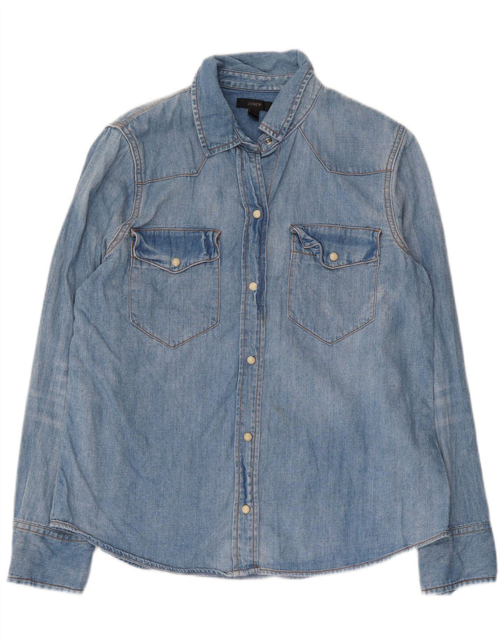 J. Crew Damen Jeanshemd US 12 Large Blaue Baumwolle