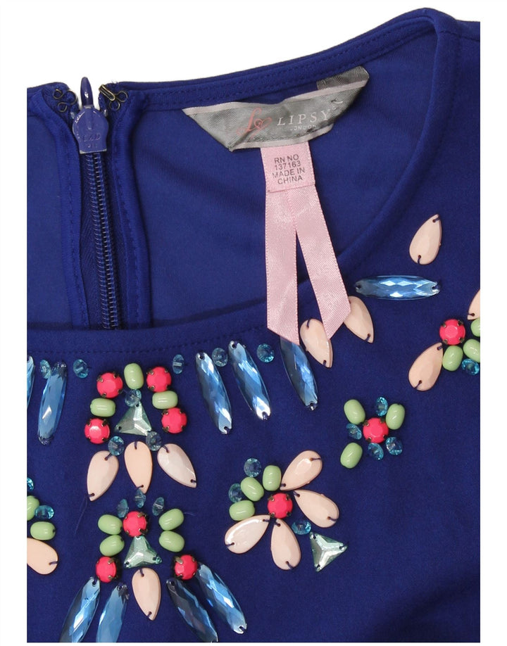 Lipsy Damen Etuikleid UK 10 Small Blau Polyester