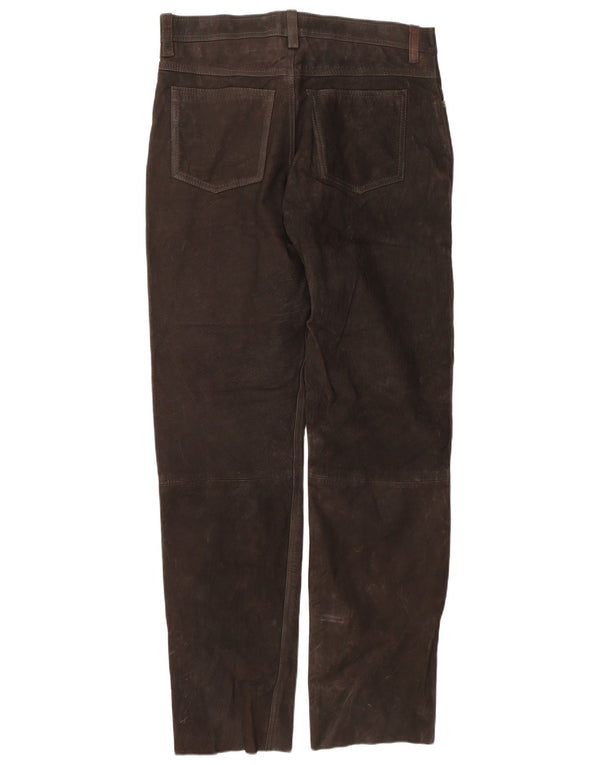 Gerade Herren-Wildlederhose von Front Line, IT 52, XL, B38, L34, braunes Leder