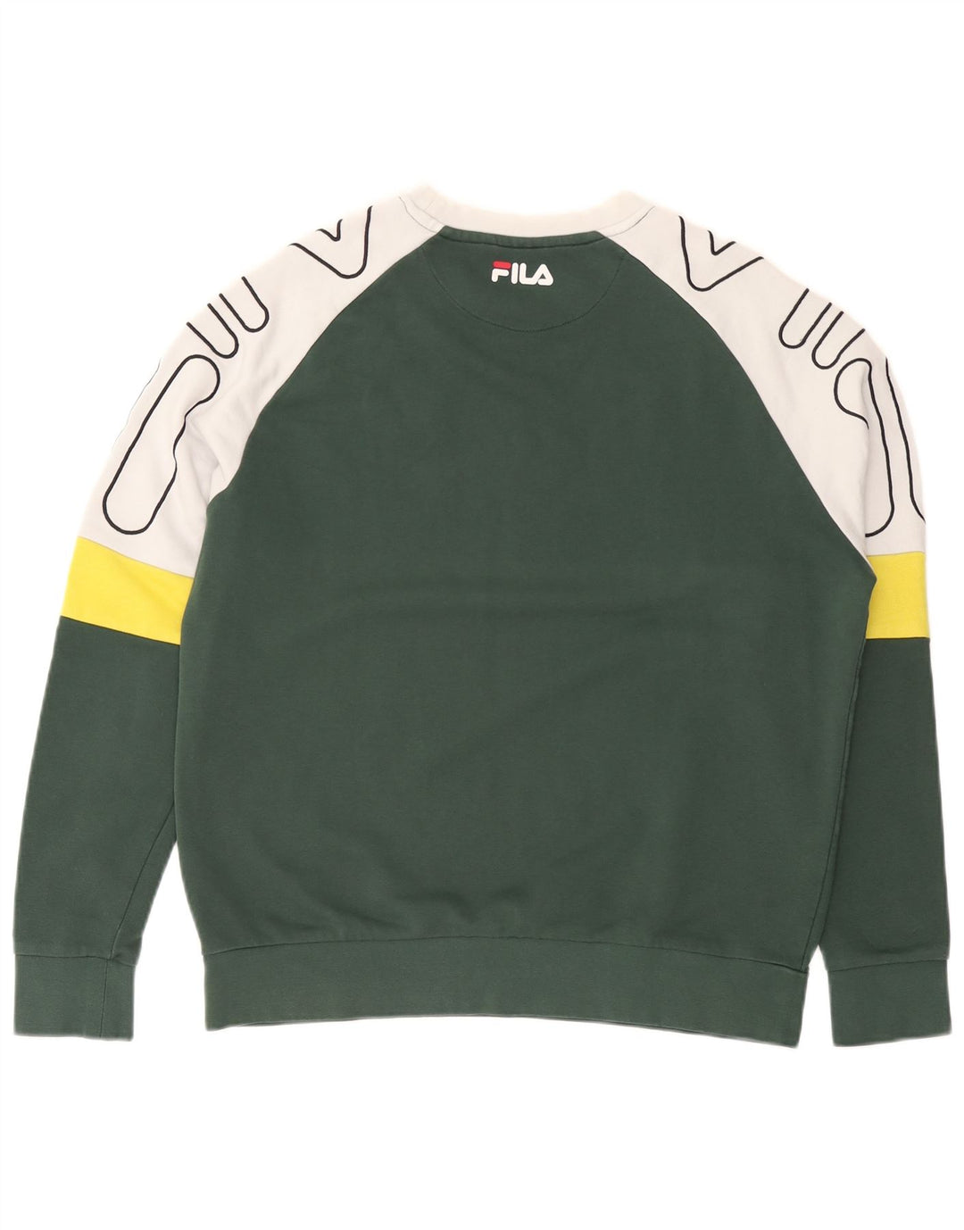 FILA Herren Grafik-Sweatshirt-Pullover, klein, grüne Farbblock-Baumwolle