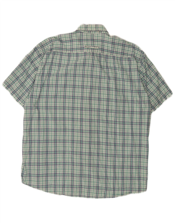Camel Active Herren-Hemd, kurzärmelig, reguläre Passform, 2XL, grün kariert, Baumwolle