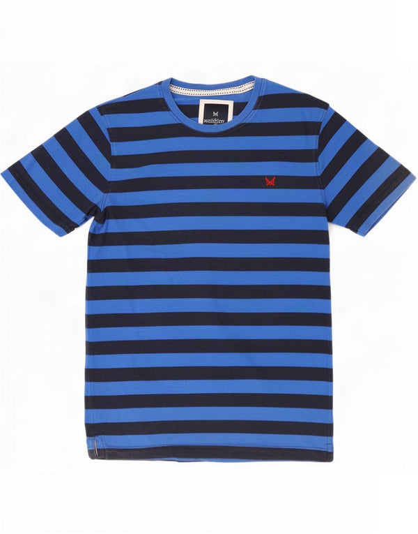 Crew Clothing Mens T-Shirt Top Medium Blue Striped Cotton