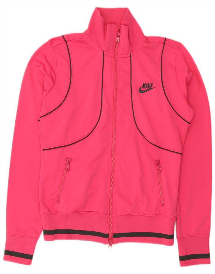 Nike Damen-Trainingsanzug-Top-Jacke UK 10/12 Mittelrosa Polyester