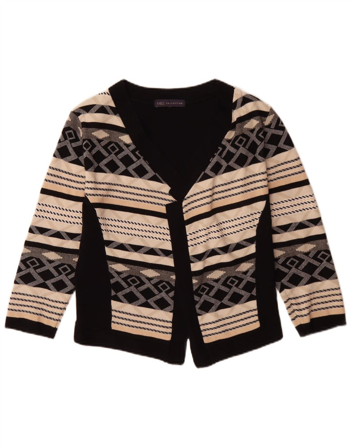 Marks & Spencer Damen-Blazerjacke mit 3/4-Ärmeln, Gr. 10, Größe S, Schwarz, geometrisch