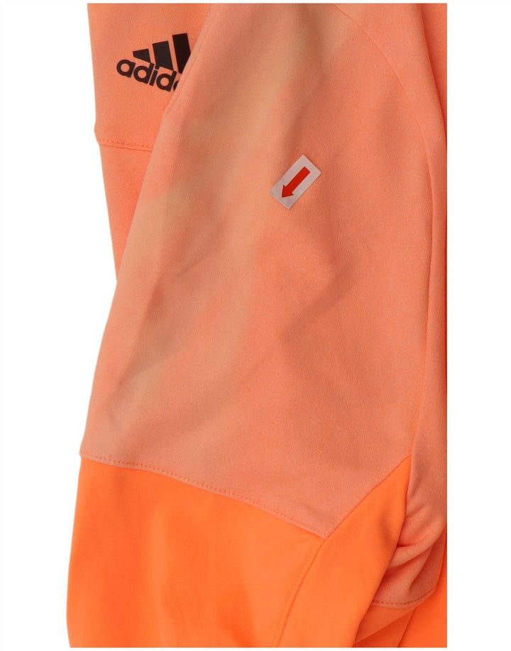 ADIDAS Womens Climalite Tracksuit Top Jacket UK 10 Small Orange Nylon