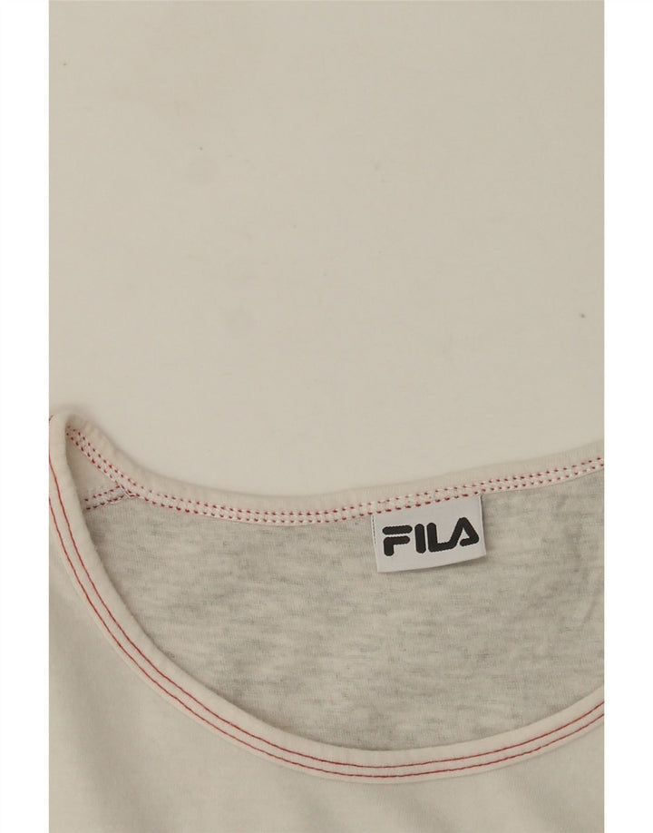 FILA Damen Graphic Top Langarm UK 12 Mittelgrau meliert