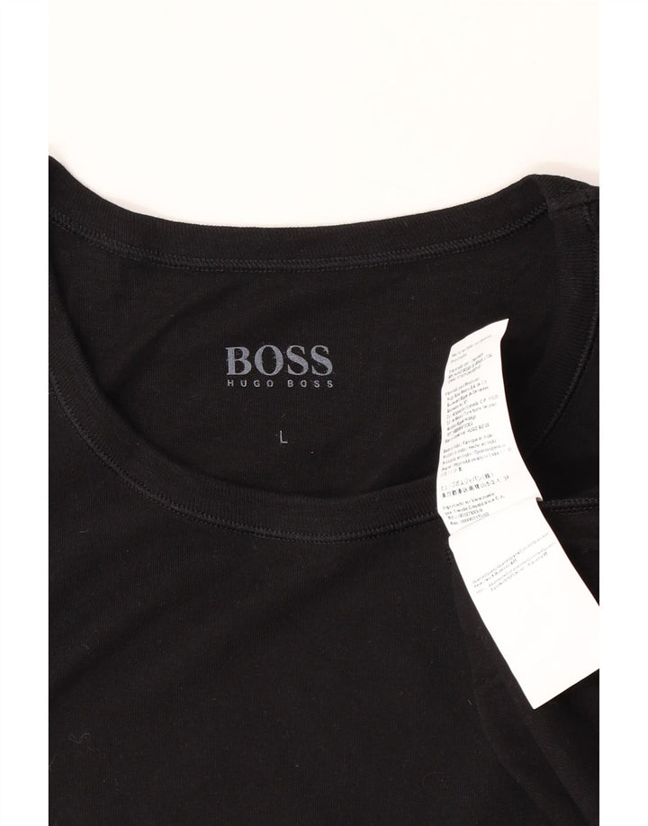 Hugo Boss Herren T-Shirt Top Large Schwarz Baumwolle
