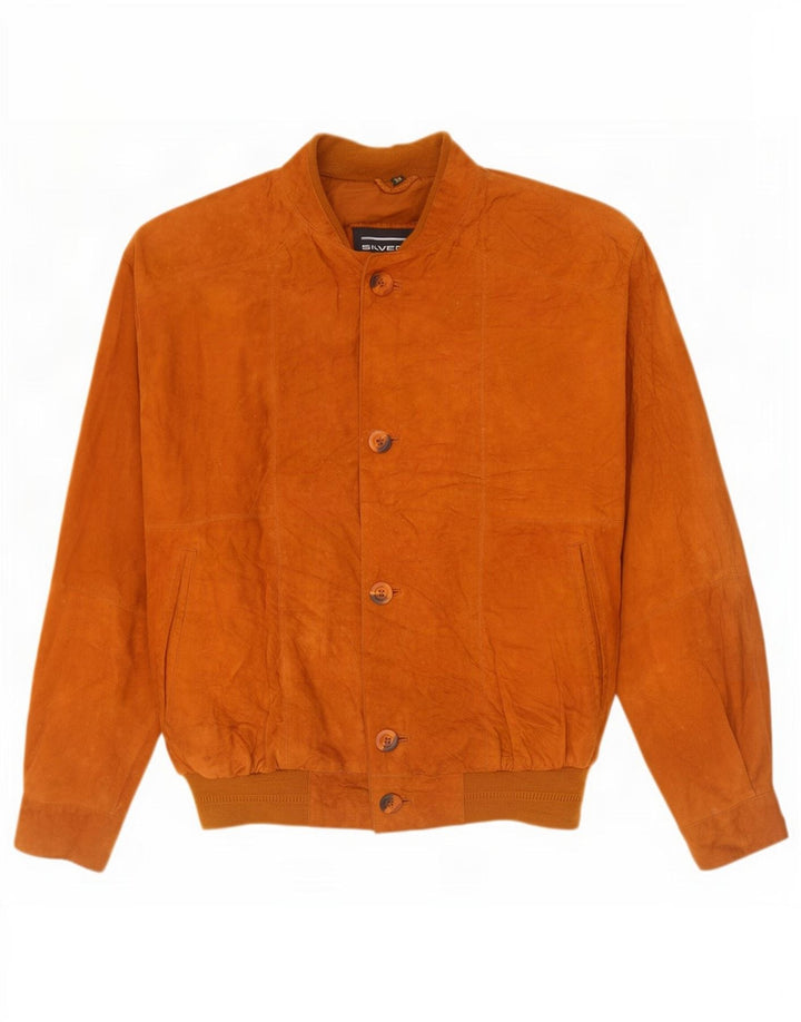 Vintage Herren Wildleder Bomberjacke IT 50 Großes braunes Leder