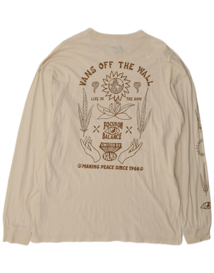 Vans Herren-Oberteil mit klassischer Passform und Grafik, langärmlig, XL, aus cremefarbener Baumwolle